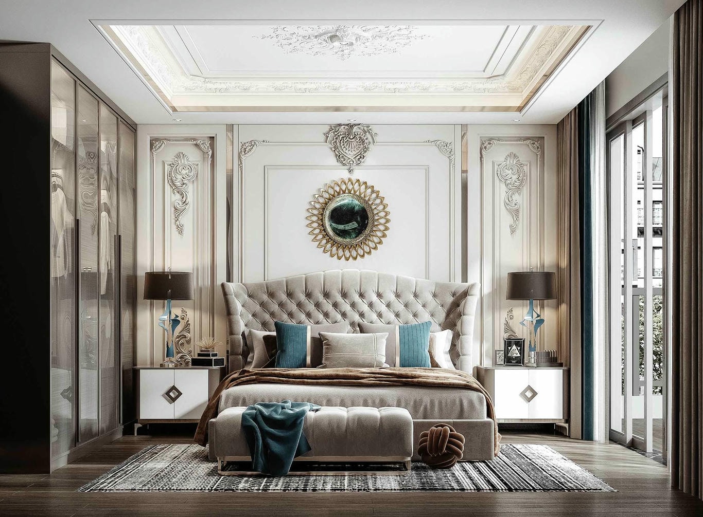 Thiết kế nội thất phòng ngủ biệt thự tân cổ điển Thiết kế nội thất phòng ngủ biệt thự tân cổ điển