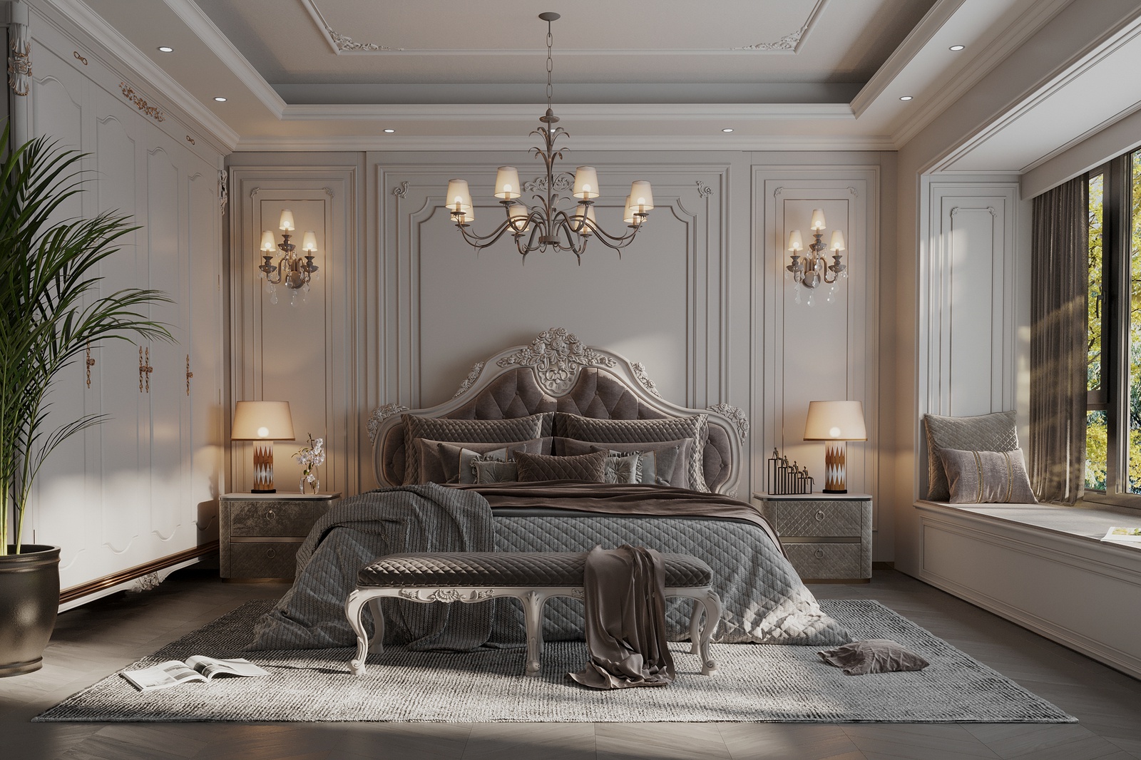 Thiết kế nội thất phòng ngủ lâu đài kiểu Châu Âu