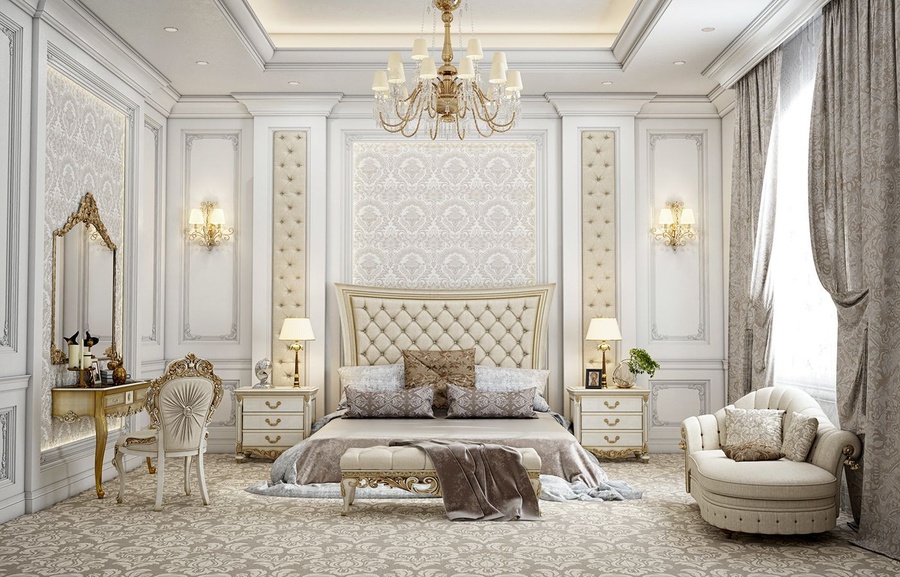 Thiết kế nội thất phòng ngủ lâu đài tân cổ điển