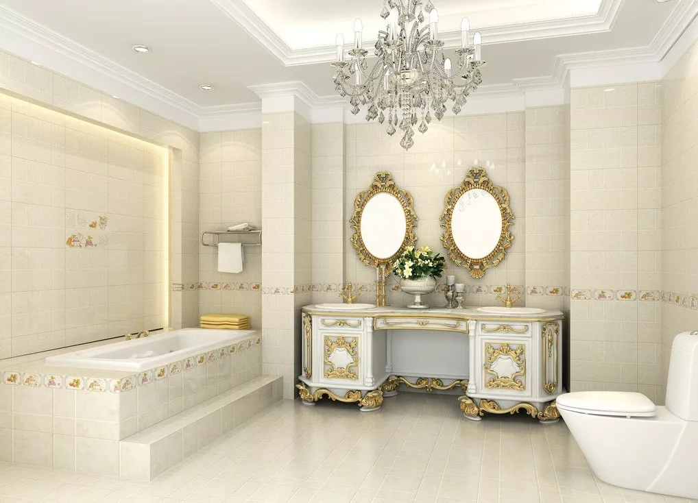 Thiết kế nội thất phòng tắm biệt thự tân cổ điển đẹp Thiết kế nội thất phòng tắm biệt thự tân cổ điển đẹp