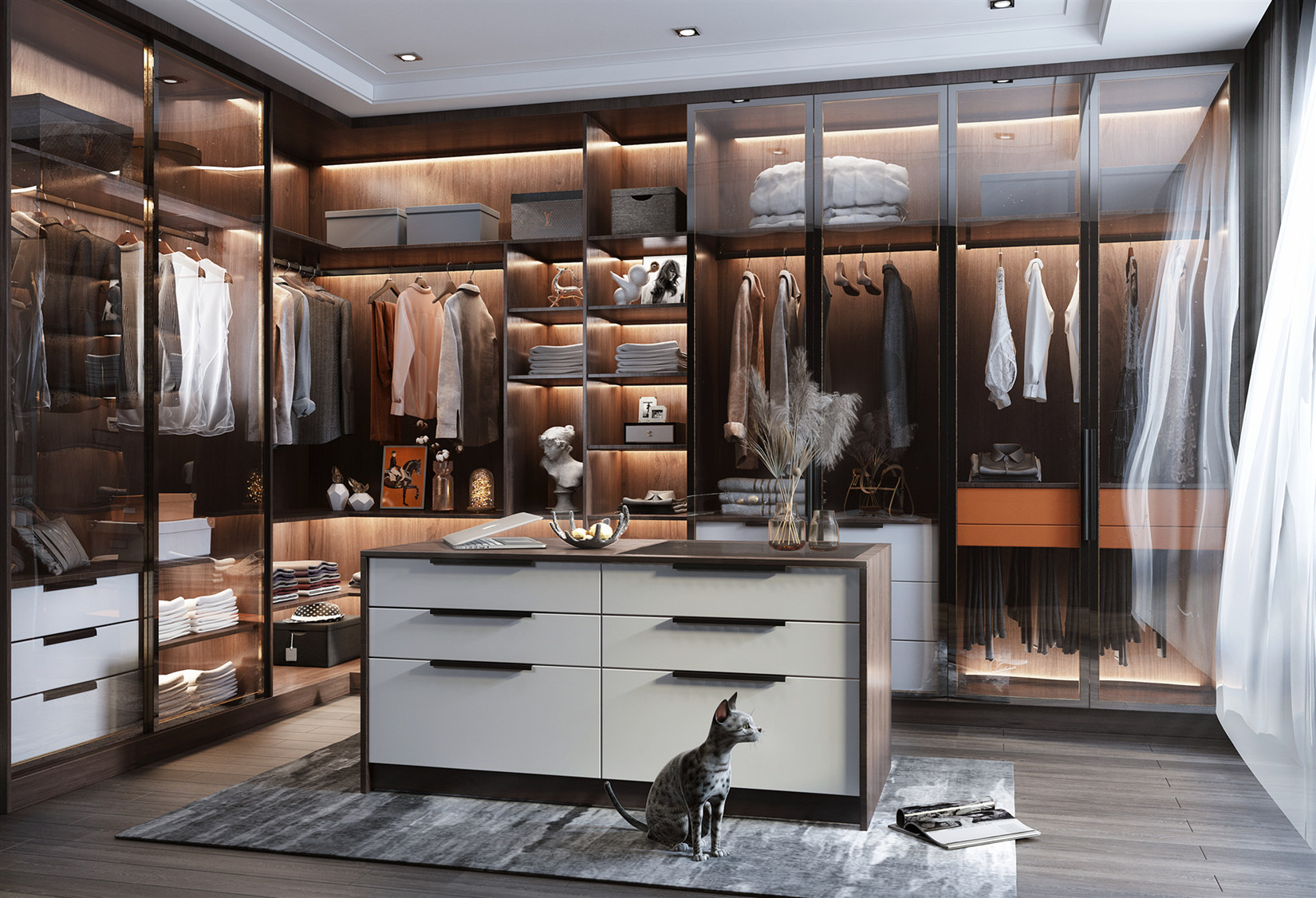 Thiết kế nội thất phòng thay đồ biệt thự tân cổ điển Thiết kế nội thất phòng thay đồ biệt thự tân cổ điển