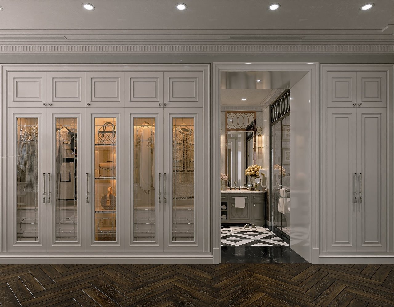 Thiết kế nội thất tủ áo biệt thự kiểu tân cổ điển Thiết kế nội thất tủ áo biệt thự kiểu tân cổ điển