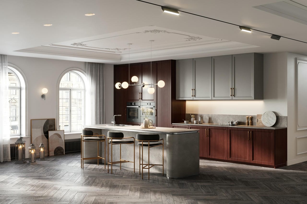 Thiết kế nội thất tủ bếp biệt thự phong cách tân cổ điển Thiết kế nội thất tủ bếp biệt thự phong cách tân cổ điển