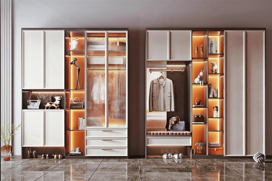Thiết kế nội thất tủ giày biệt thự tân cổ điển Thiết kế nội thất tủ giày biệt thự tân cổ điển