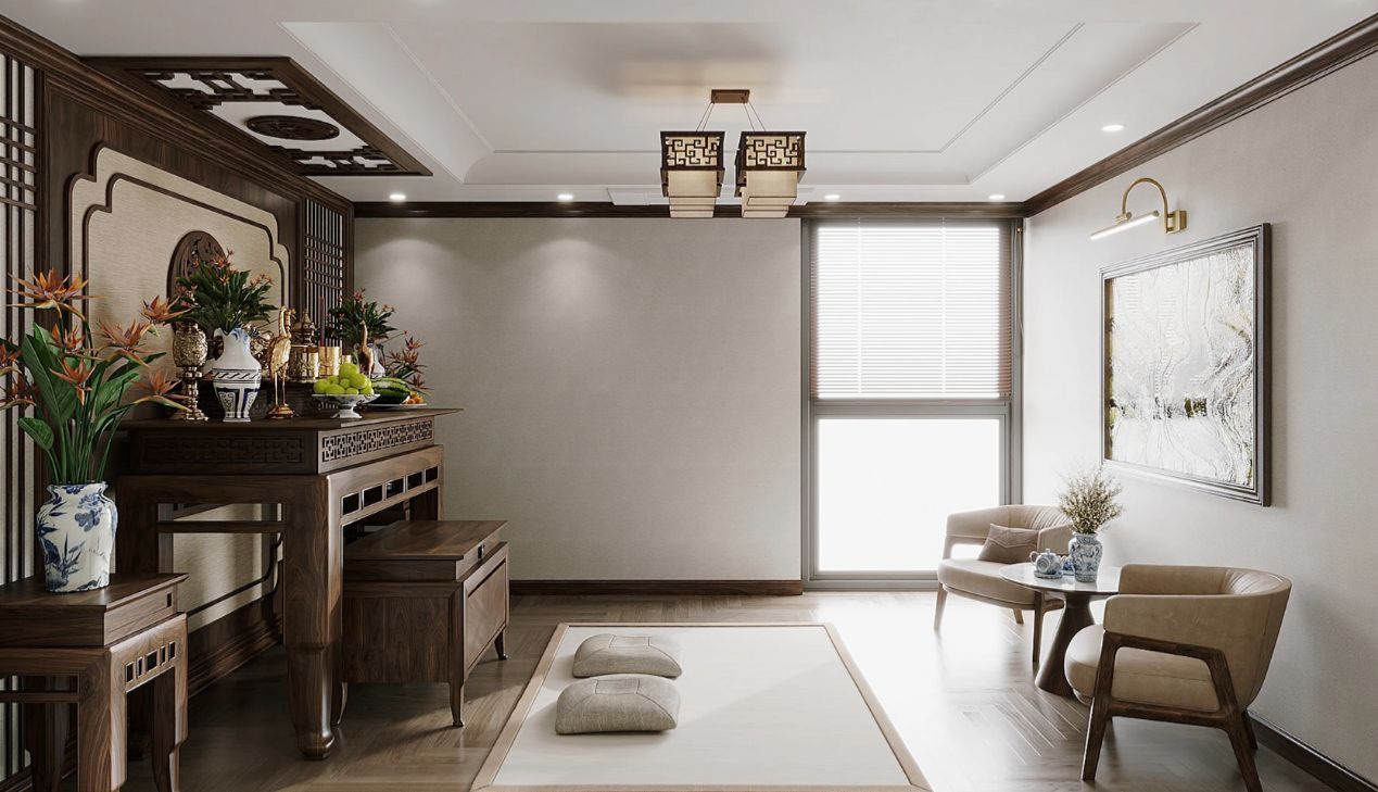 Thiết kế phòng thờ biệt thự kiểu cổ điển