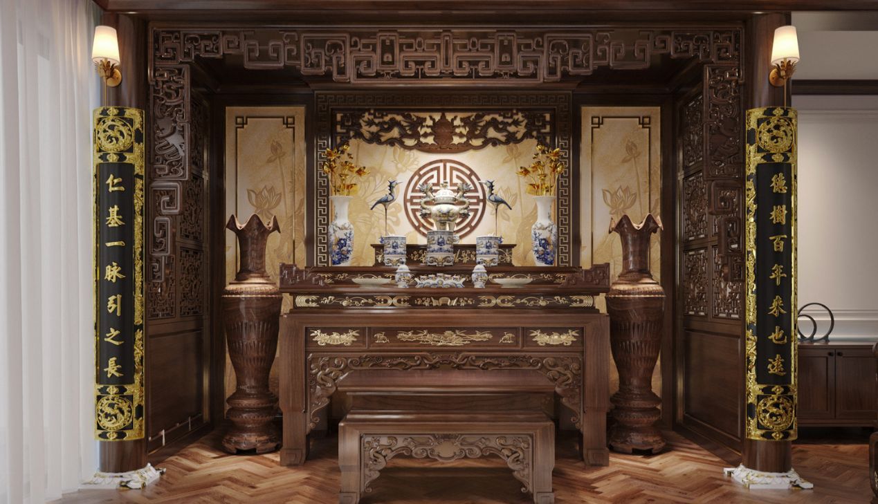 Thiết kế phòng thờ cổ điển