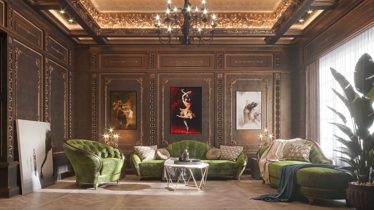 Thiết kế phòng tiếp khách theo lối Gothic châu Âu