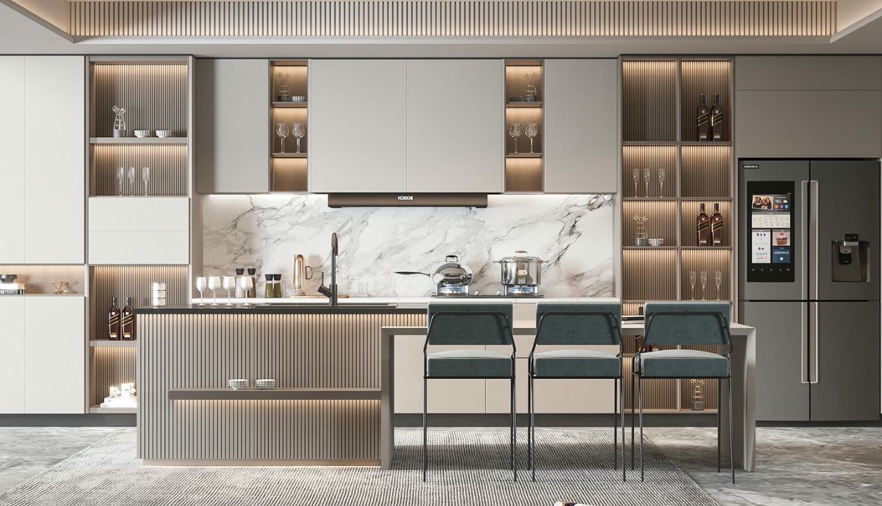 Thiết kế quầy bar gọn gàng cho căn hộ