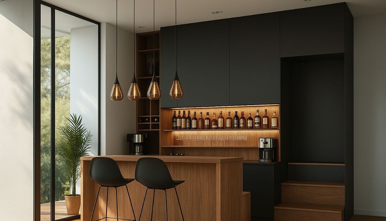 Thiết kế quầy bar kiêm bàn ăn
