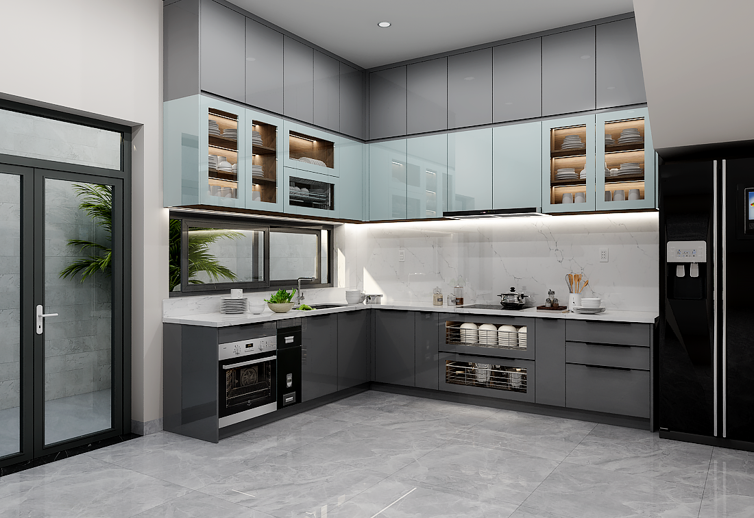 Thiết kế tủ bếp bằng inox 304 hiện đại