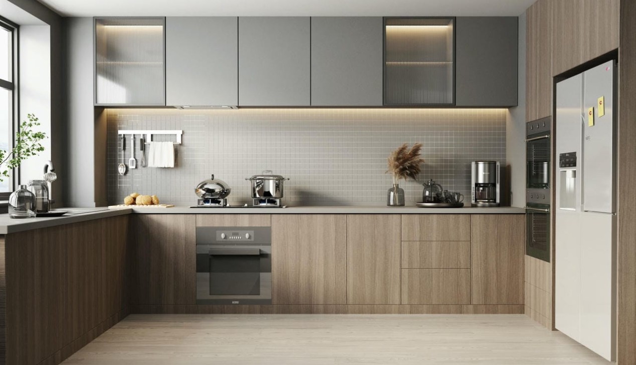 Thiết kế tủ bếp gỗ công nghiệp melamine hiện đại