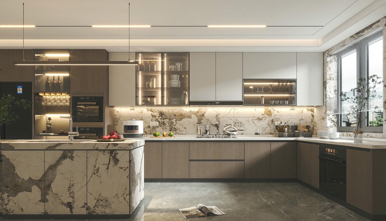 Thiết kế tủ bếp gỗ công nghiệp melamine tiện nghi