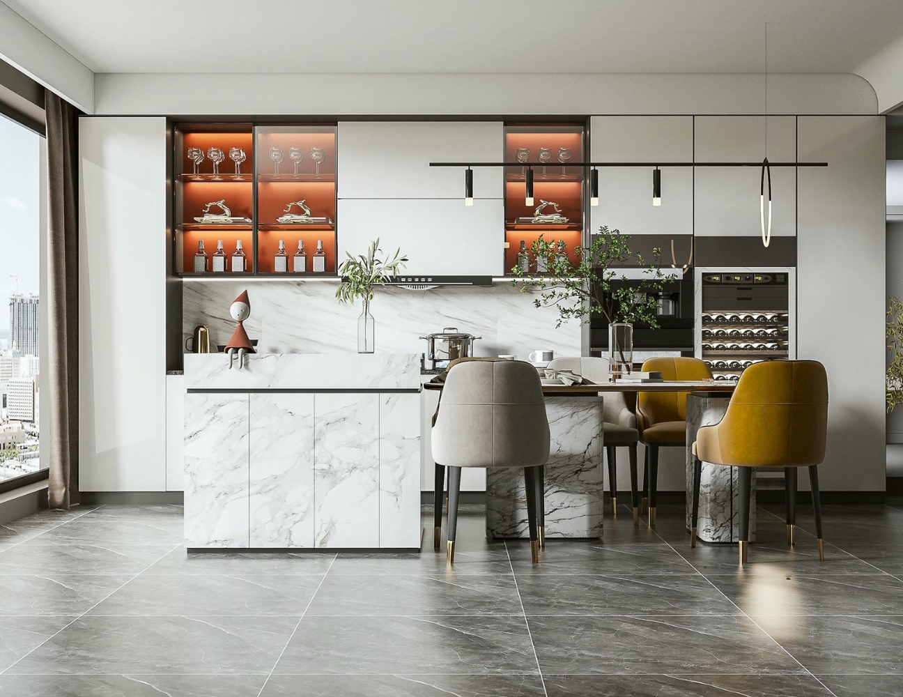 Tủ bếp acrylic dễ lau chùi