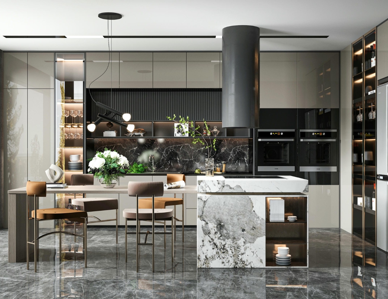 Tủ bếp acrylic hiện đại