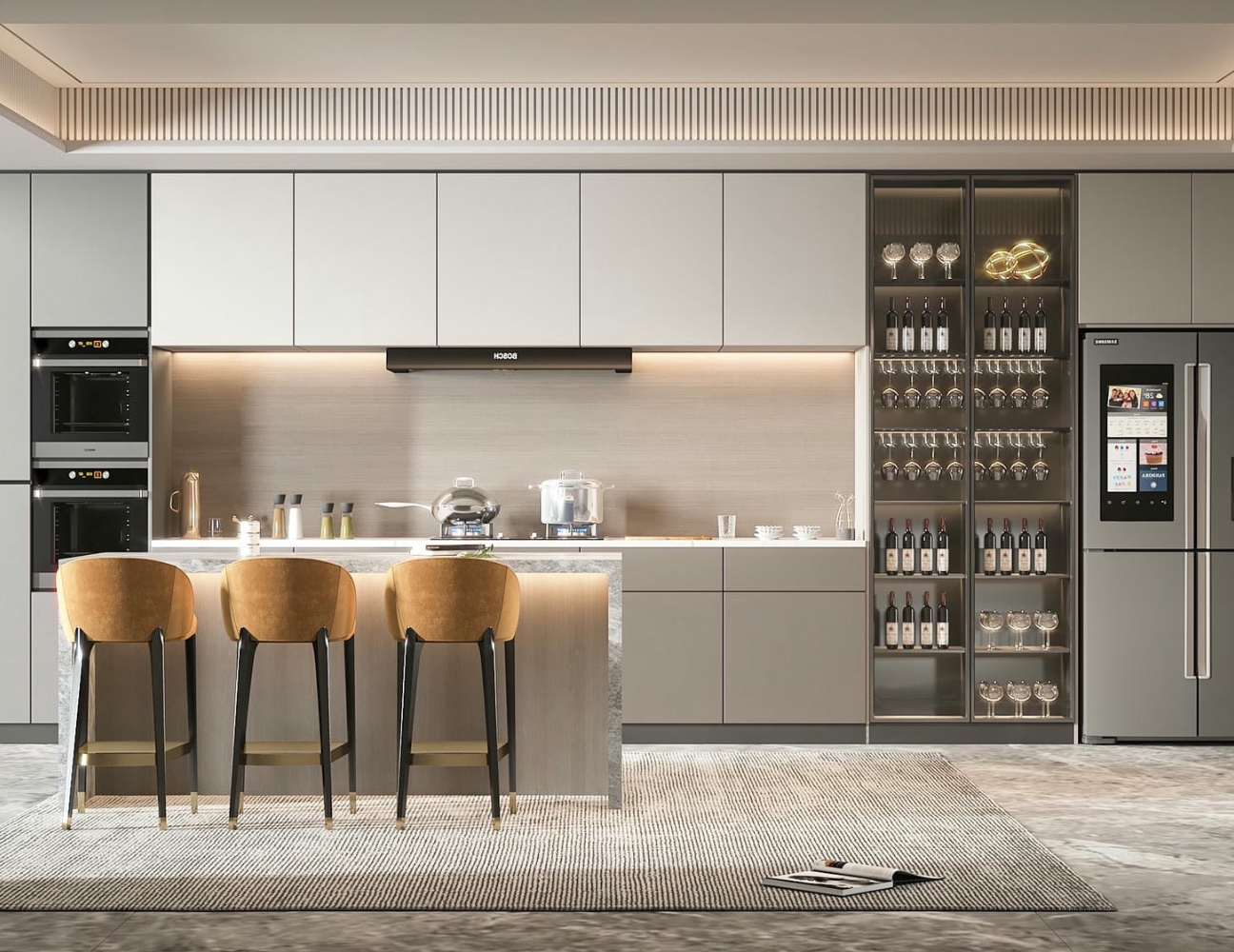 Tủ bếp acrylic không bám vân tay