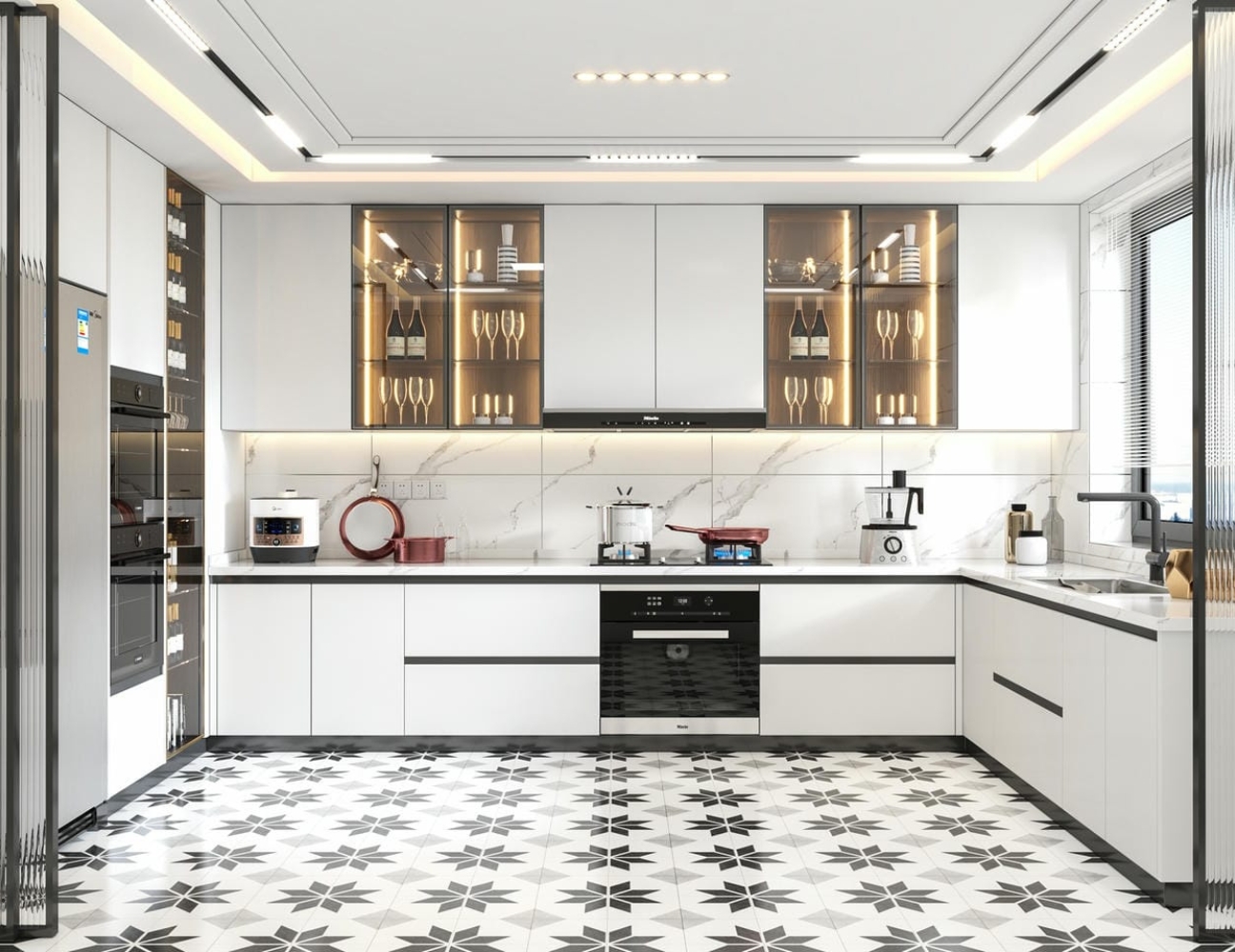 Tủ bếp acrylic phù hợp căn hộ hiện đại