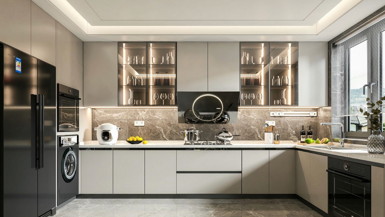 Tủ bếp chữ U kết hợp pantry lớn Tủ bếp chữ U kết hợp pantry lớn