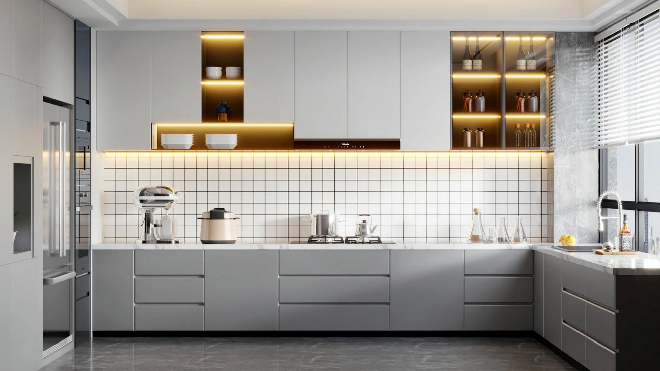 Tủ bếp chữ U phong cách đơn giản Tủ bếp chữ U phong cách đơn giản
