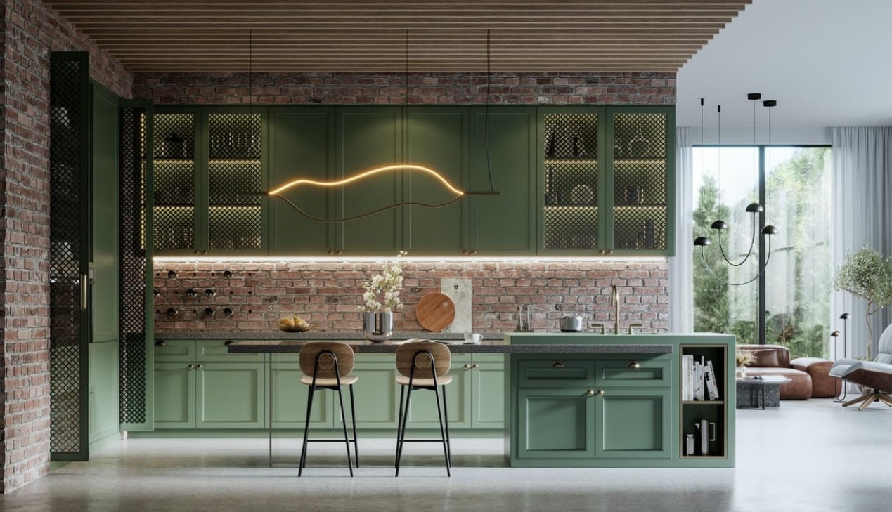 Tủ bếp có bàn đảo di động