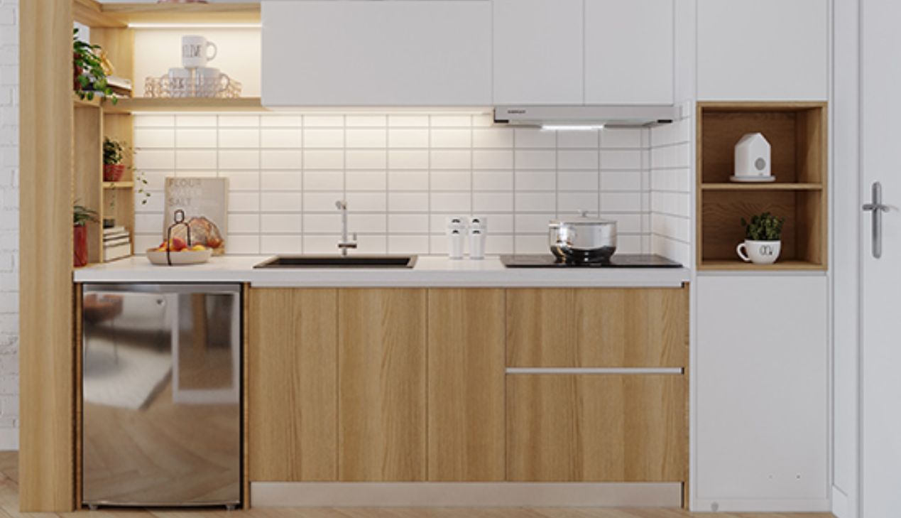 Tủ bếp dưới gỗ công nghiệp