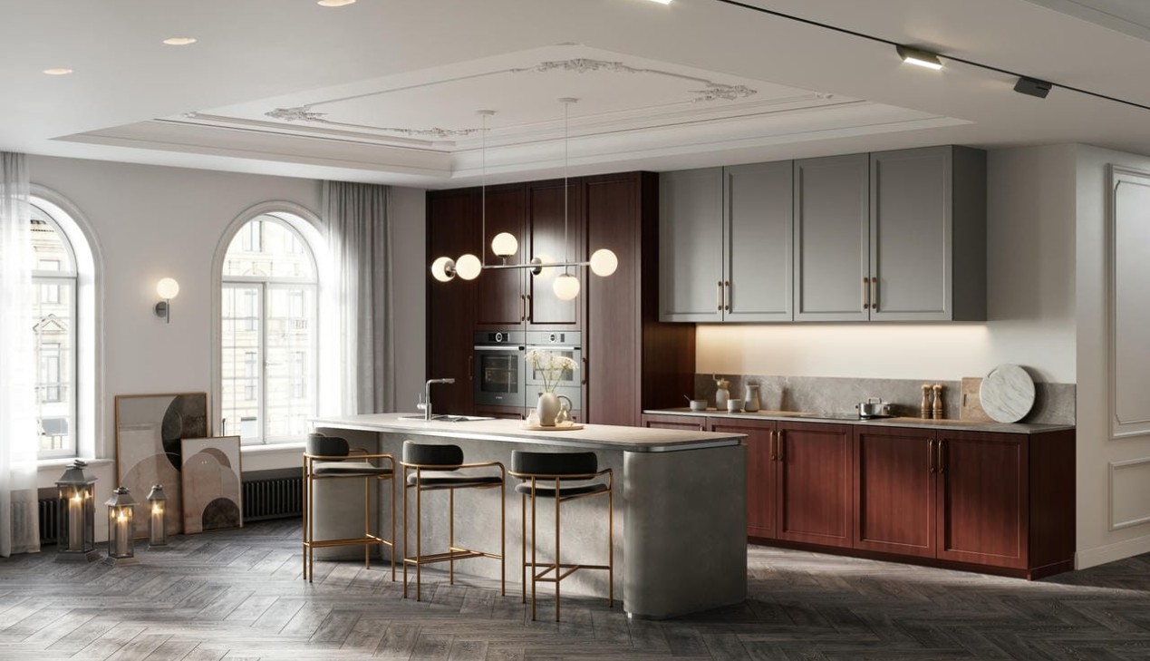 Tủ bếp gỗ công nghiệp melamine 2025 đẹp