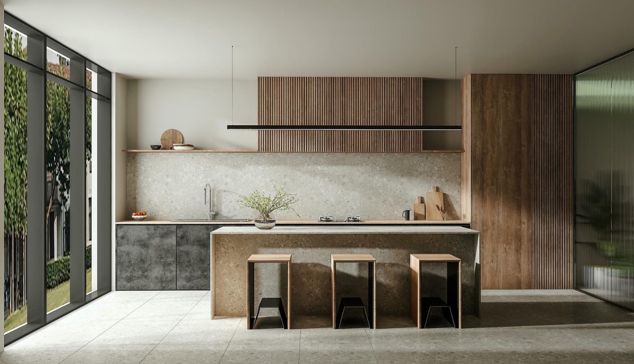Tủ bếp gỗ công nghiệp melamine cao cấp