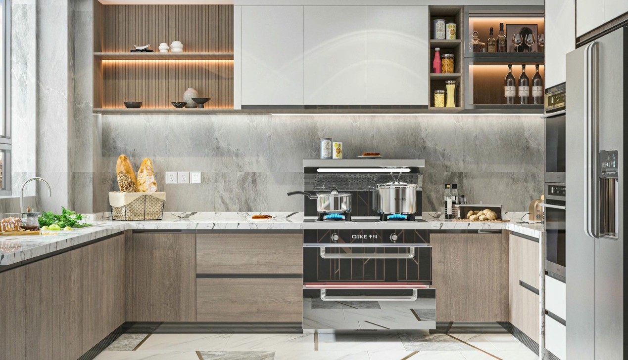 Tủ bếp gỗ công nghiệp melamine cho chung cư nhỏ