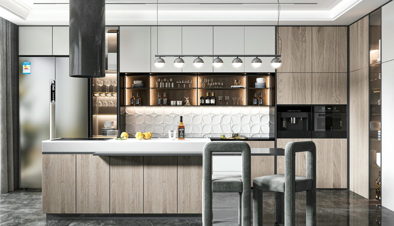 Tủ bếp gỗ công nghiệp melamine chống ẩm