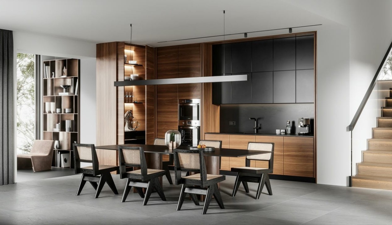 Tủ bếp gỗ công nghiệp melamine sản xuất theo yêu cầu