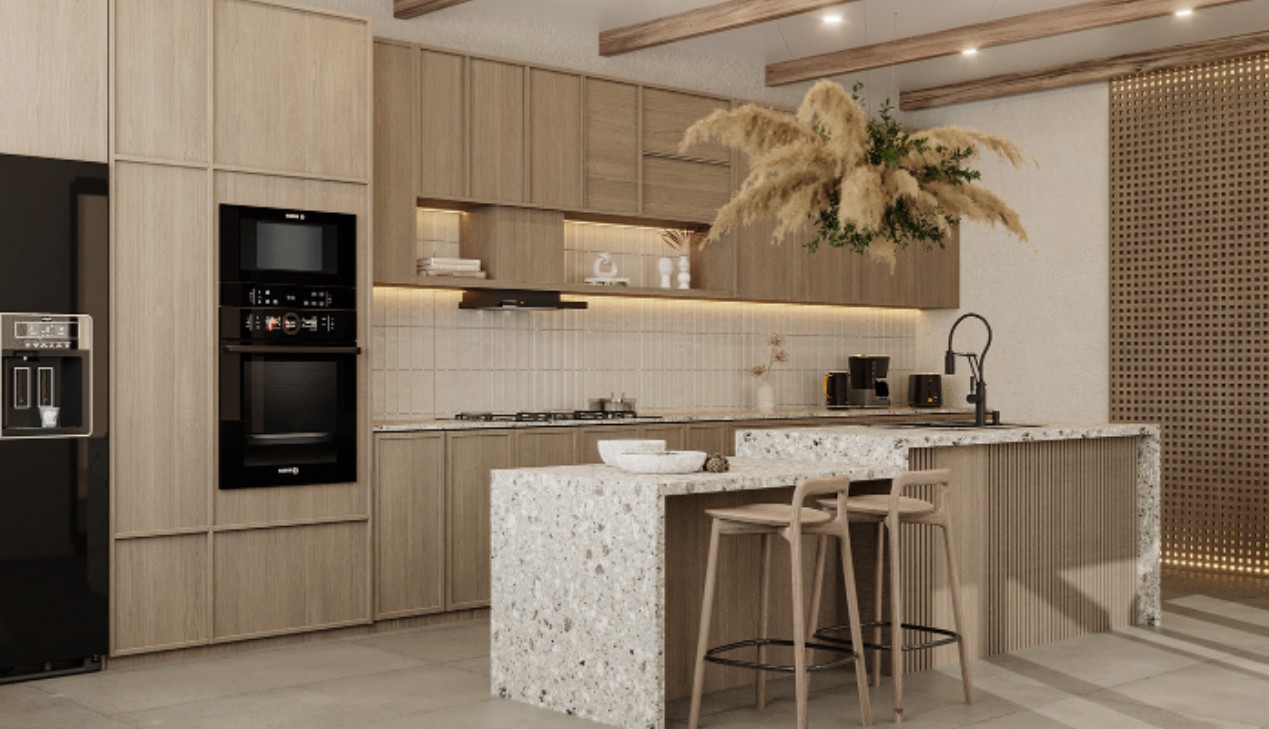 Tủ bếp gỗ veneer chống ẩm tốt Tủ bếp gỗ veneer chống ẩm tốt