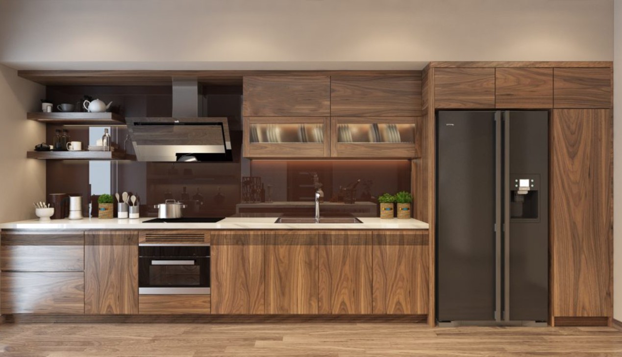 Tủ bếp gỗ veneer không mối mọt Tủ bếp gỗ veneer không mối mọt