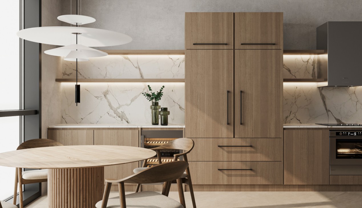 Tủ bếp gỗ veneer phủ ngoài gỗ công nghiệp Tủ bếp gỗ veneer phủ ngoài gỗ công nghiệp