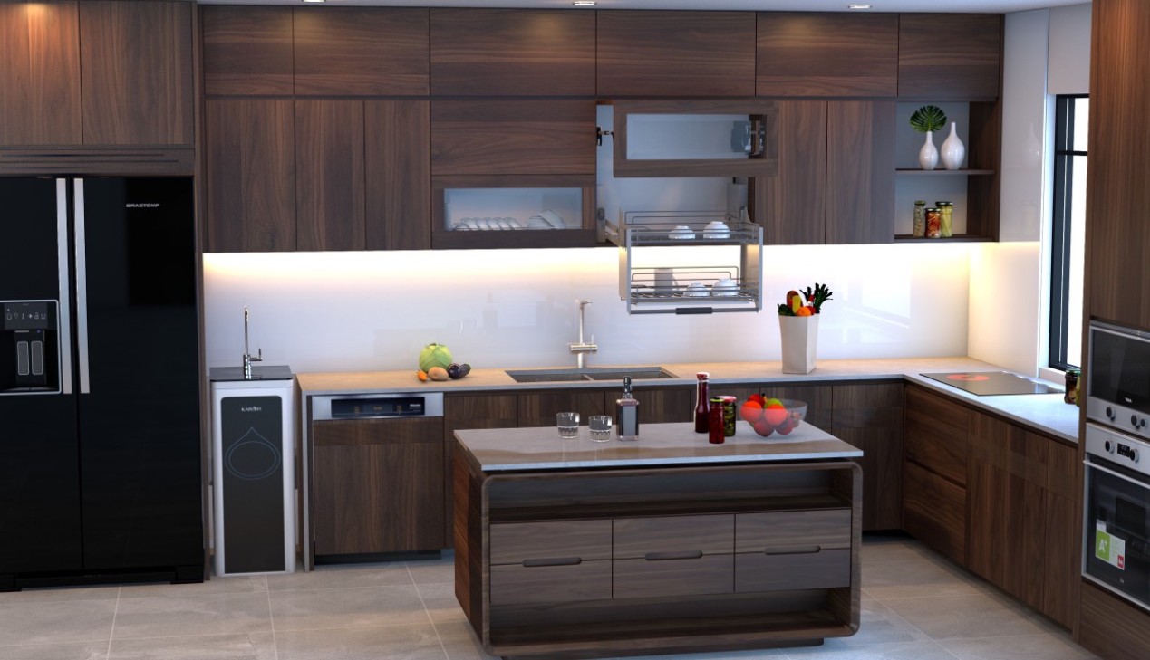 Tủ bếp gỗ veneer