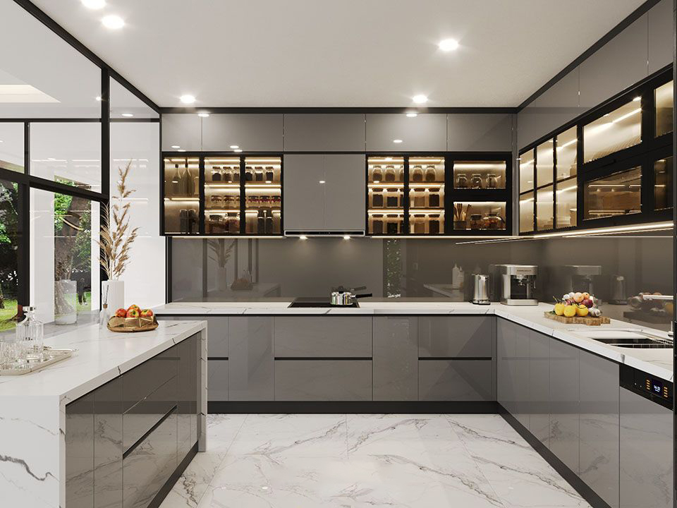Tủ bếp hợp kim nhôm cho nhà cấp 4