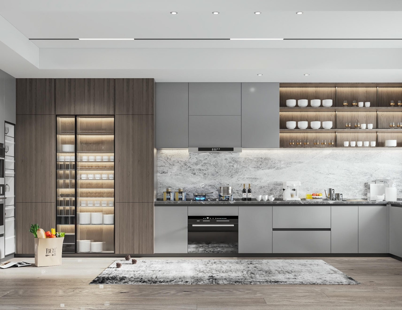 Tủ bếp inox cánh composite bóng mờ