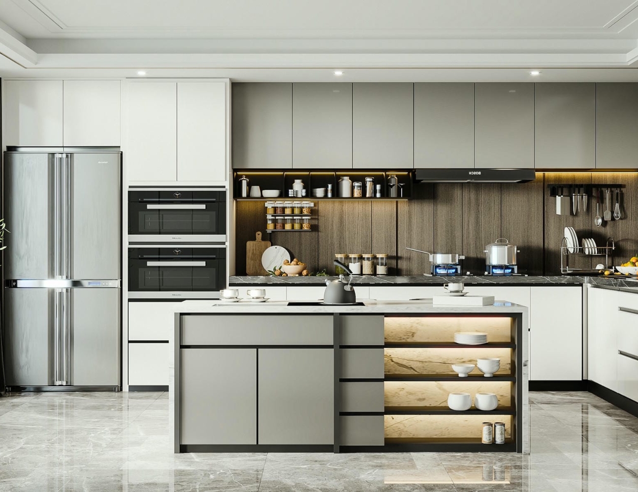 Tủ bếp inox cánh composite chống ẩm