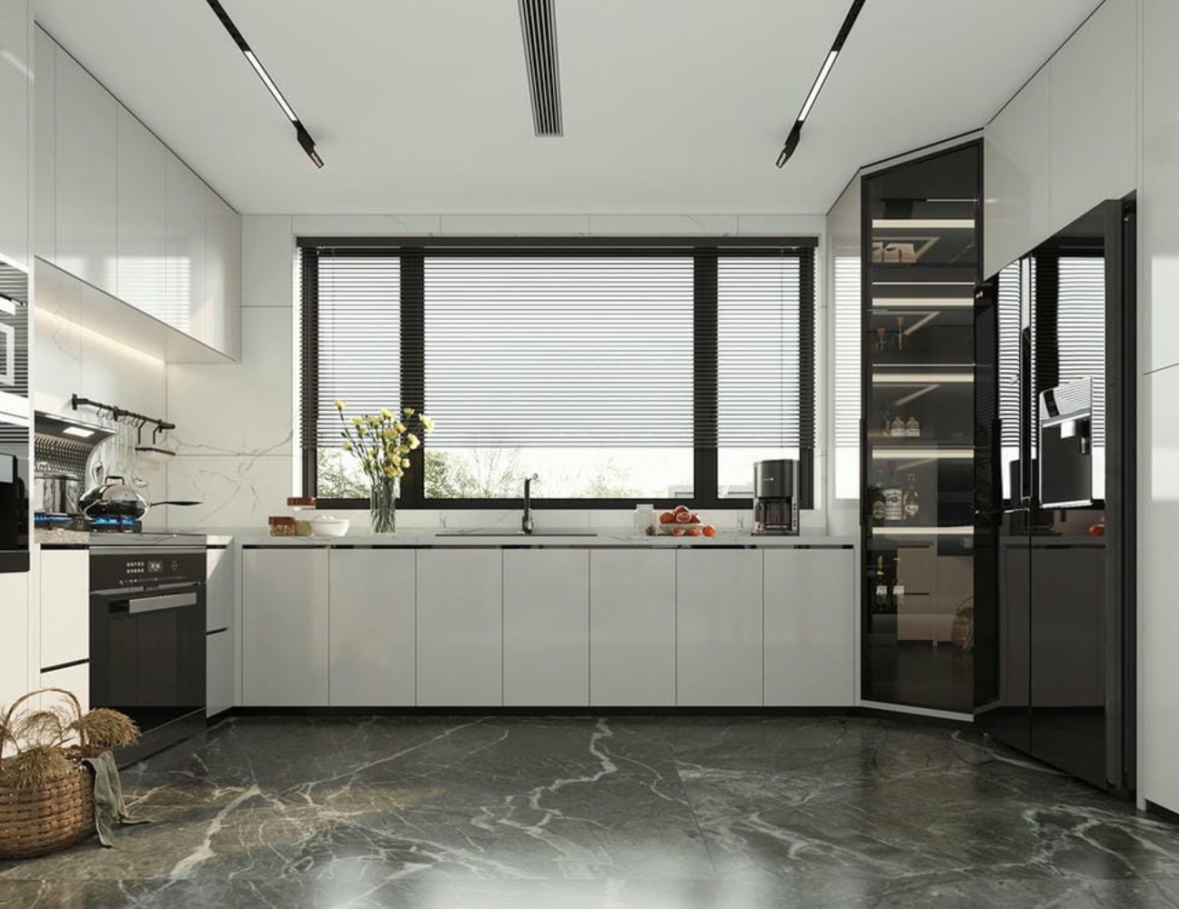 Tủ bếp inox cánh composite hiện đại