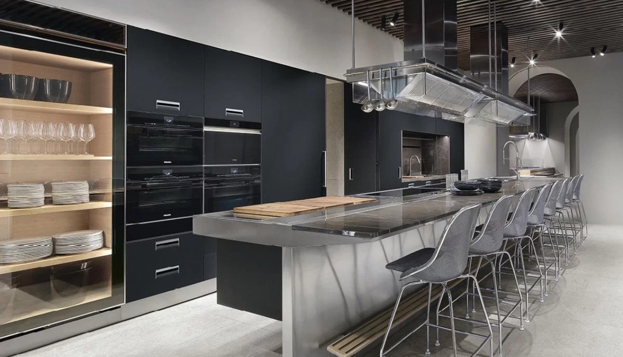 Tủ bếp Inox cánh kính