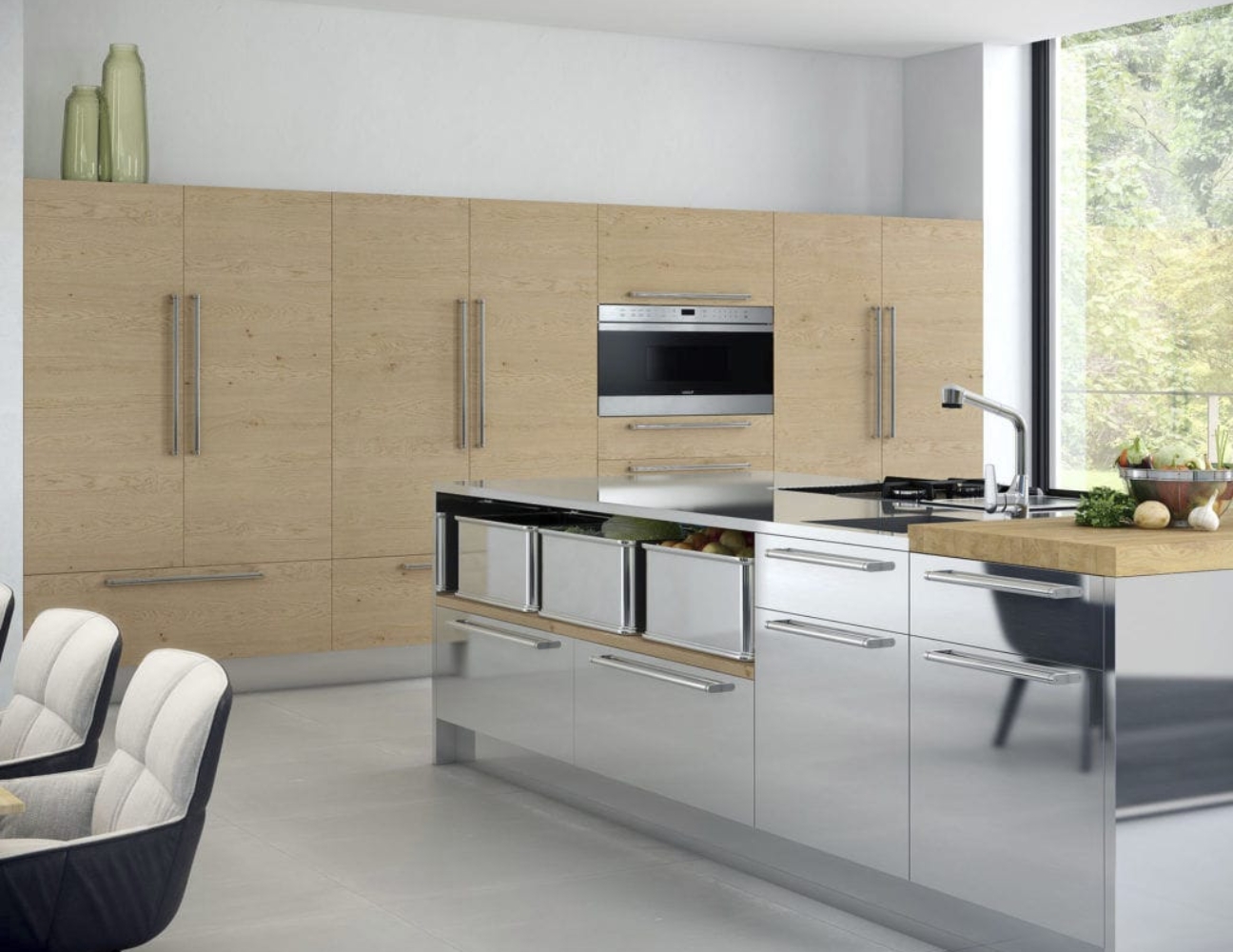 Tủ bếp inox gỗ kết hợp