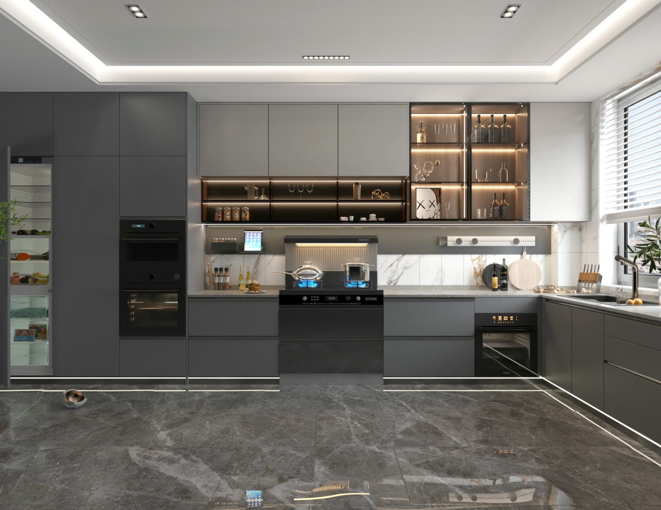 Tủ bếp inox kết hợp composite