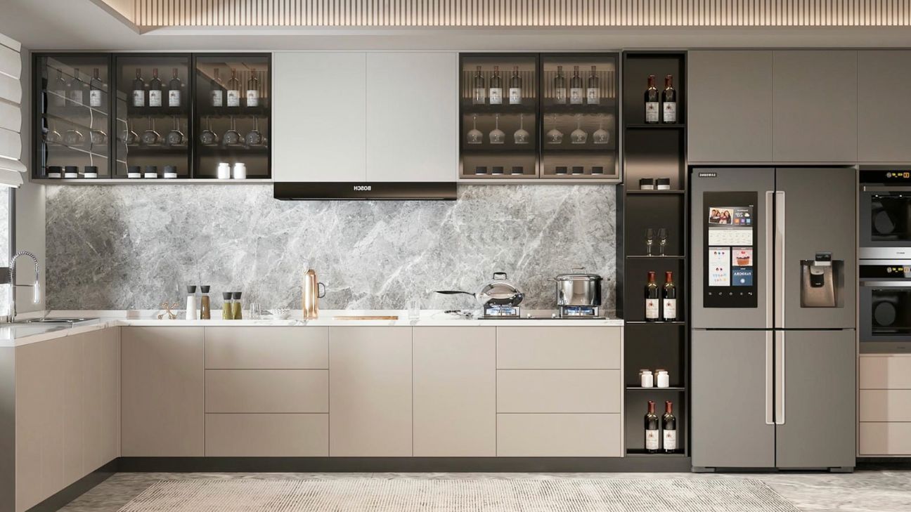 Tủ bếp inox kính cường lực trong suốt