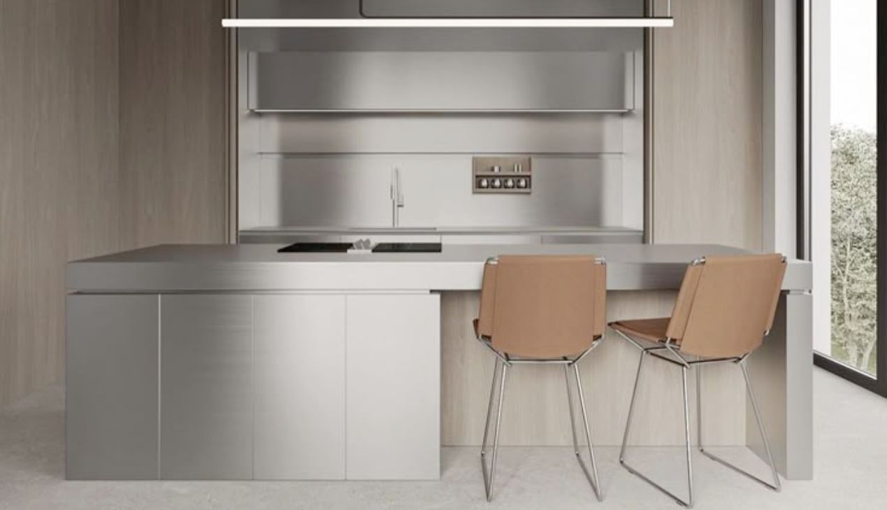 Tủ bếp inox nhập khẩu hiện đại