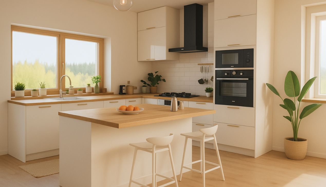 Tủ bếp inox nhựa có tay nắm âm