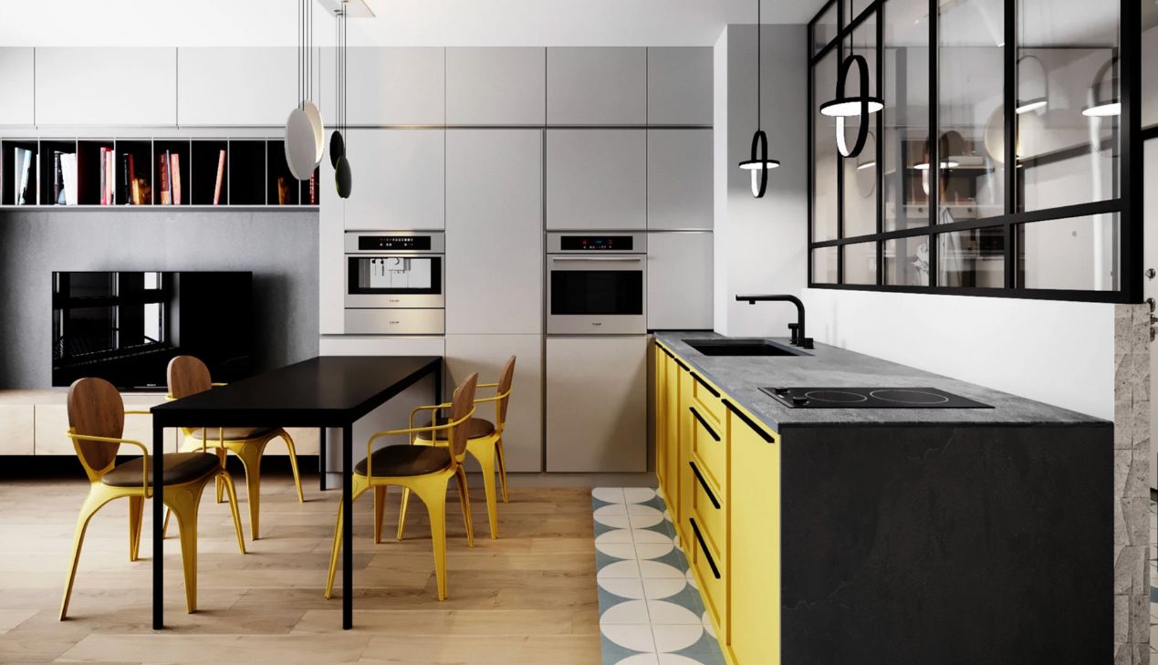 Tủ bếp inox nhựa thiết kế tối giản