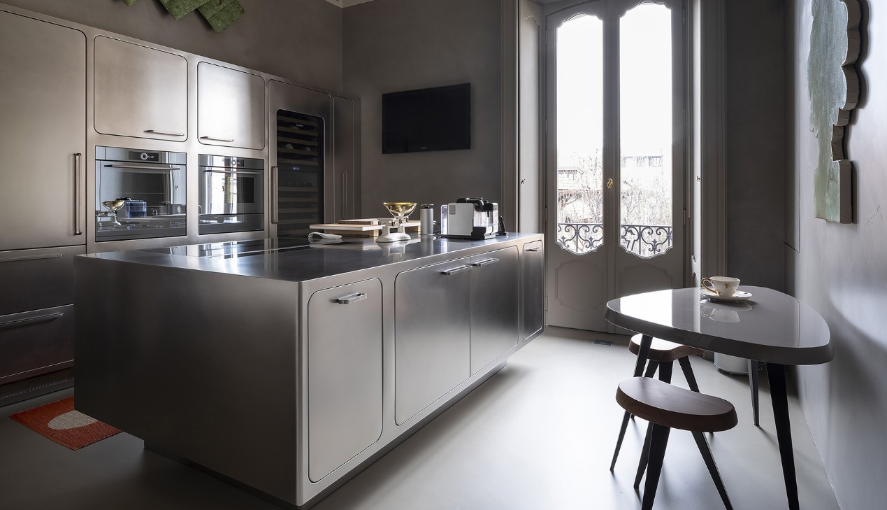 Tủ bếp Inox phong cách công nghiệp