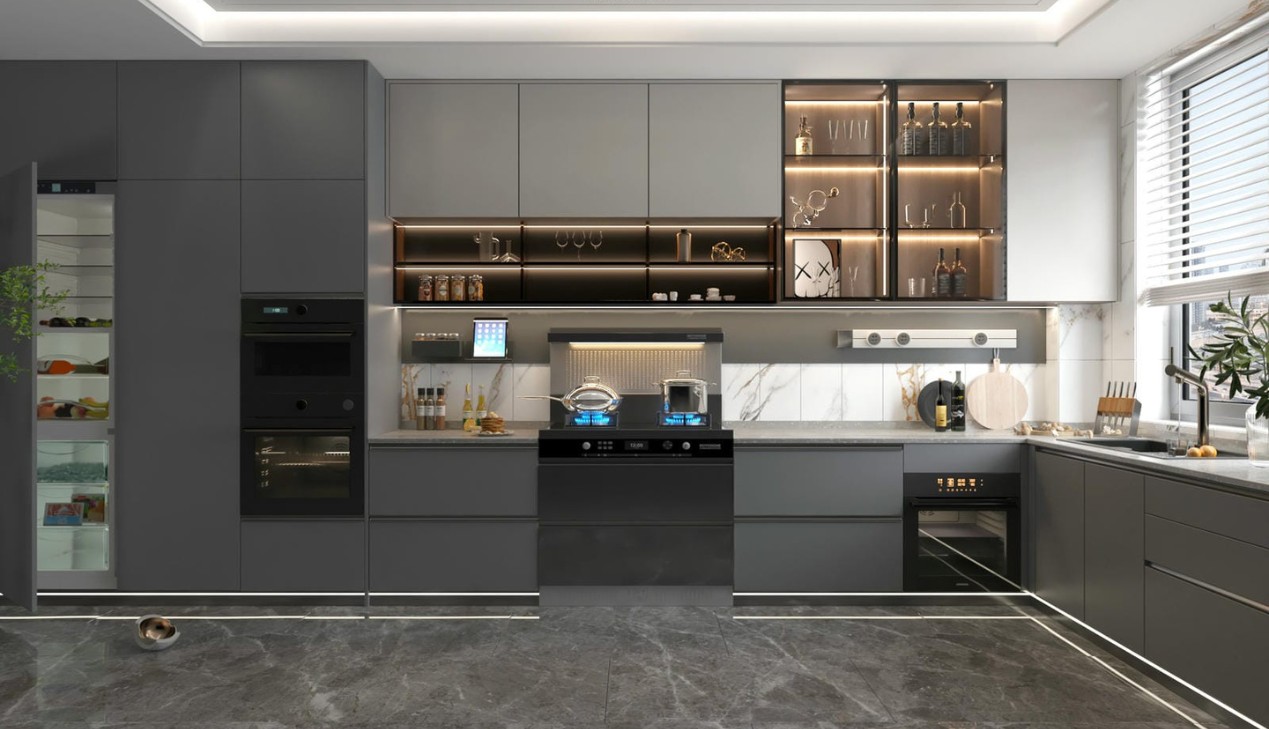 Tủ bếp kết hợp kệ lò vi sóng