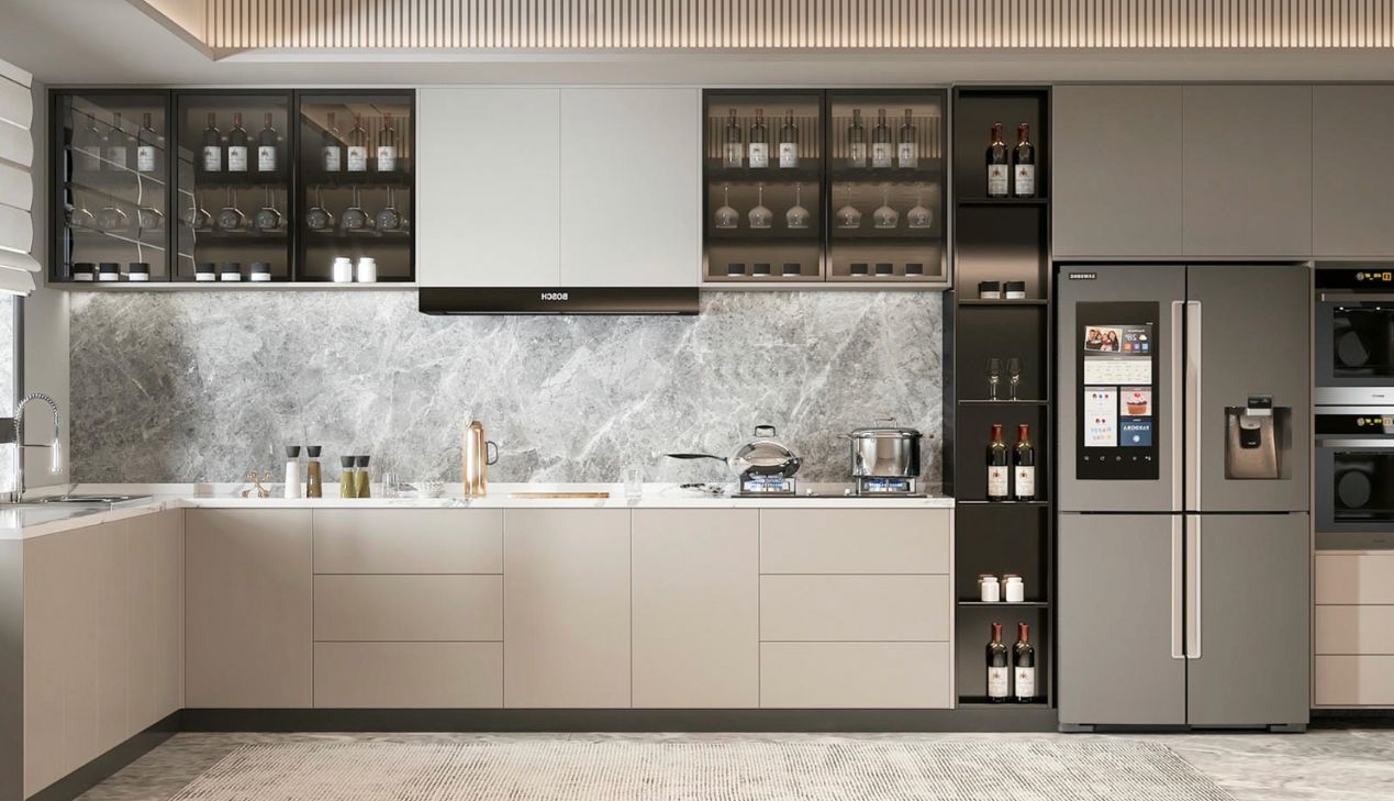 Tủ bếp khung inox cánh gỗ chống ẩm