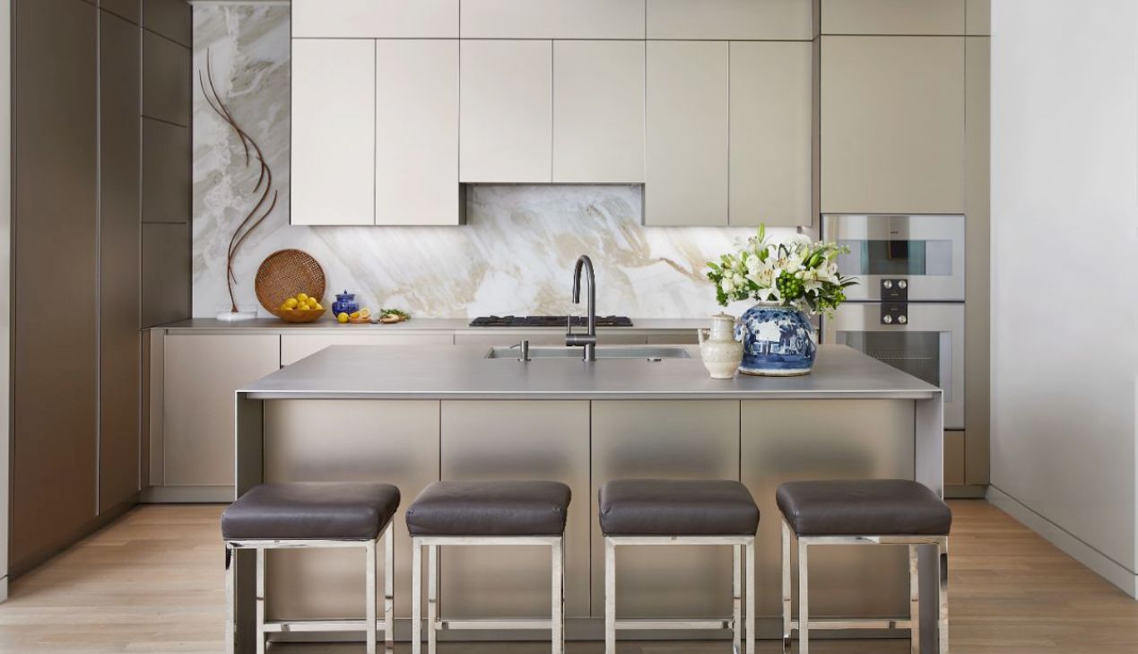 Tủ bếp khung inox cánh nhôm