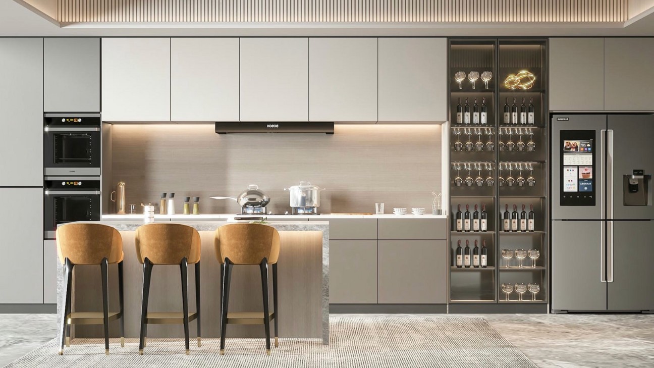 Tủ bếp laminate có đảo bếp trung tâm Tủ bếp laminate có đảo bếp trung tâm