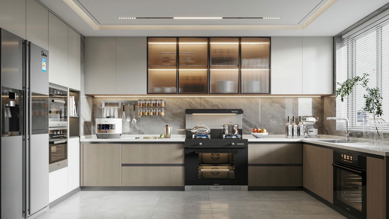Tủ bếp laminate có tủ kho thông minh Tủ bếp laminate có tủ kho thông minh